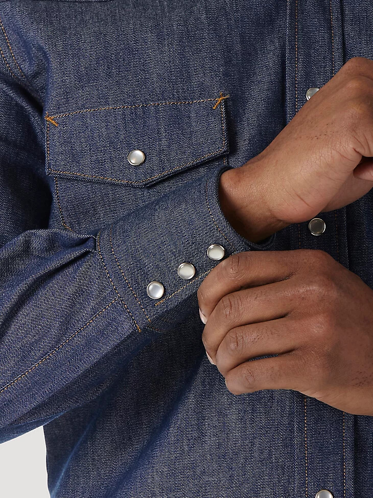 chemise de travail en denim ignifugé à manches longues wrangler fr