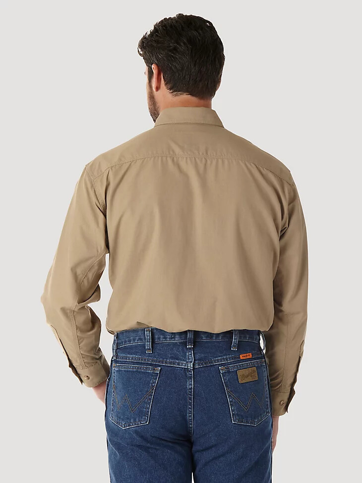 chemise de travail wrangler fr riggs en sergé uni ignifugé kaki