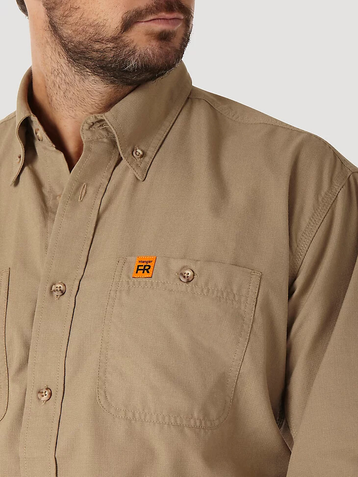 chemise de travail wrangler fr riggs en sergé uni ignifugé kaki