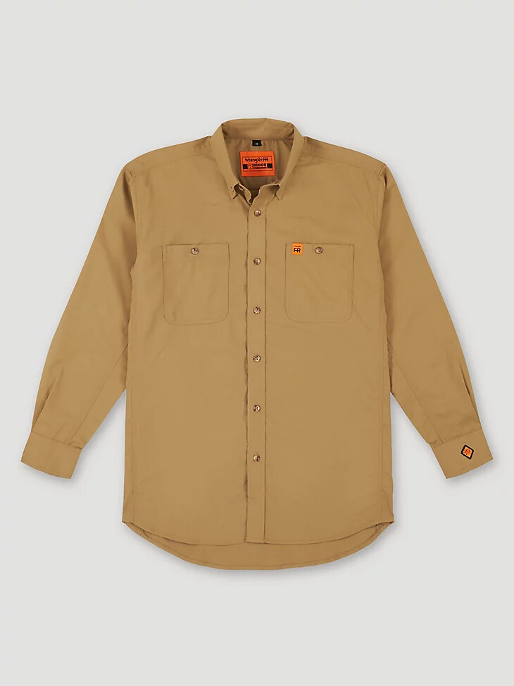 chemise de travail wrangler fr riggs en sergé uni ignifugé kaki