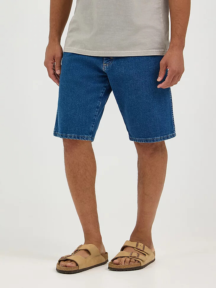 short en jean décontracté 5 poches wrangler five star premium pour homme couleur pierre moyenne