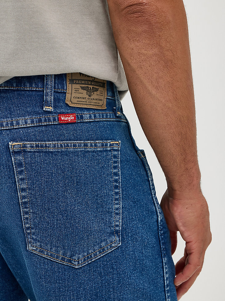 short en jean décontracté 5 poches wrangler five star premium pour homme couleur pierre moyenne