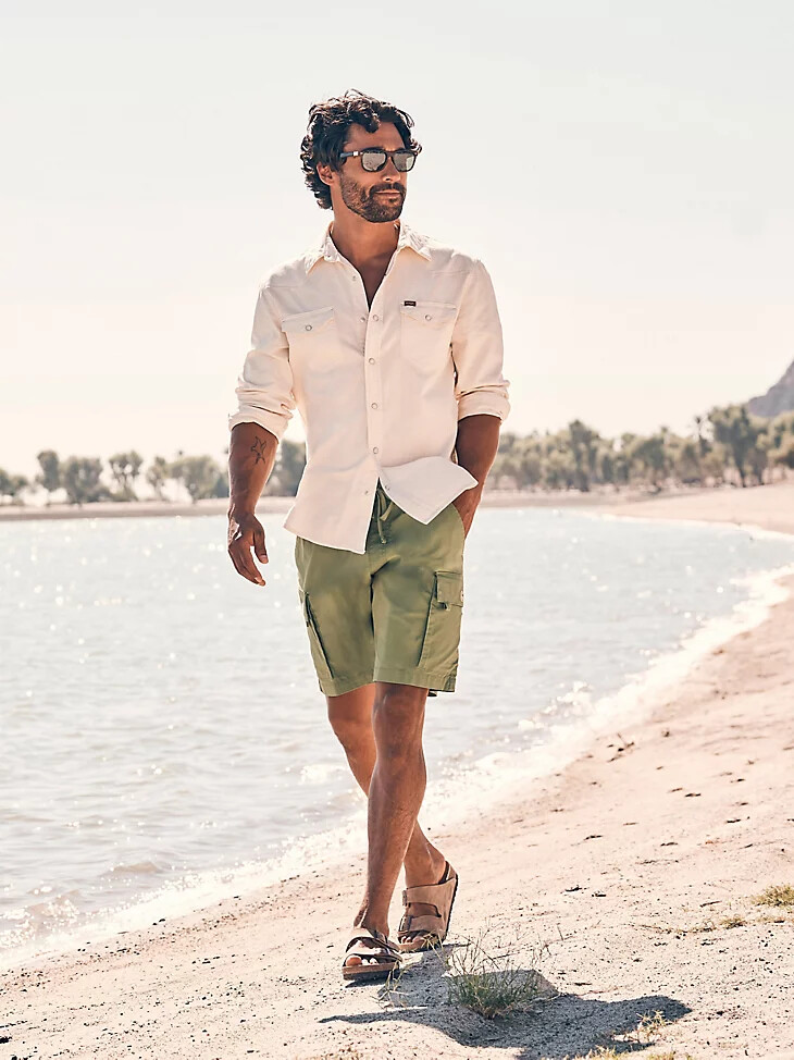 short cargo à enfiler pour homme couleur aneth